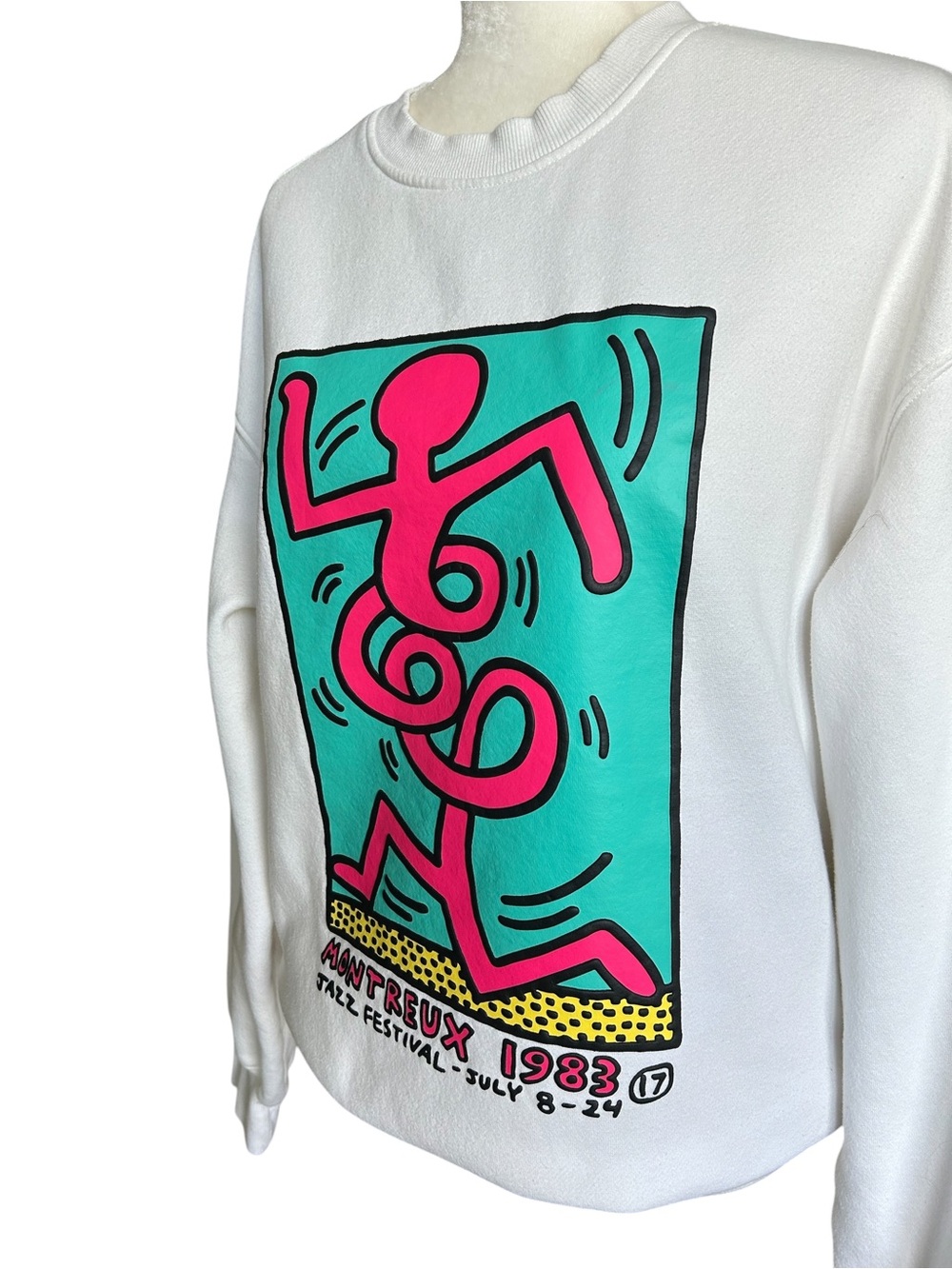 H&M Crewneck Sweatshirt with Pink & Teal Graphic "Montreux Jazz Festival 1983" M - Picture 5 of 14